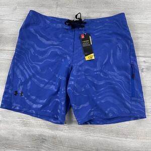 Under Armour Board Shorts Mens 38 Blue Shore Break Wave Print NWT